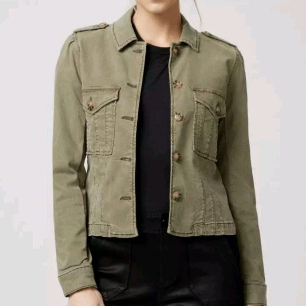 Paige Boho Boxy Cropped Pacey Jacket  Vintage Ivy Green Size Large New